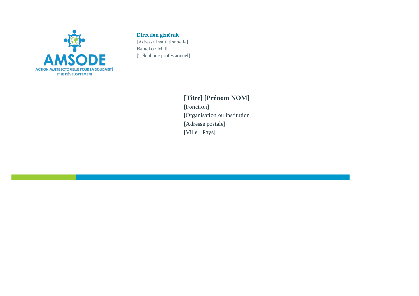 Aperçu du modèle AMSODE : Enveloppe institutionnelle